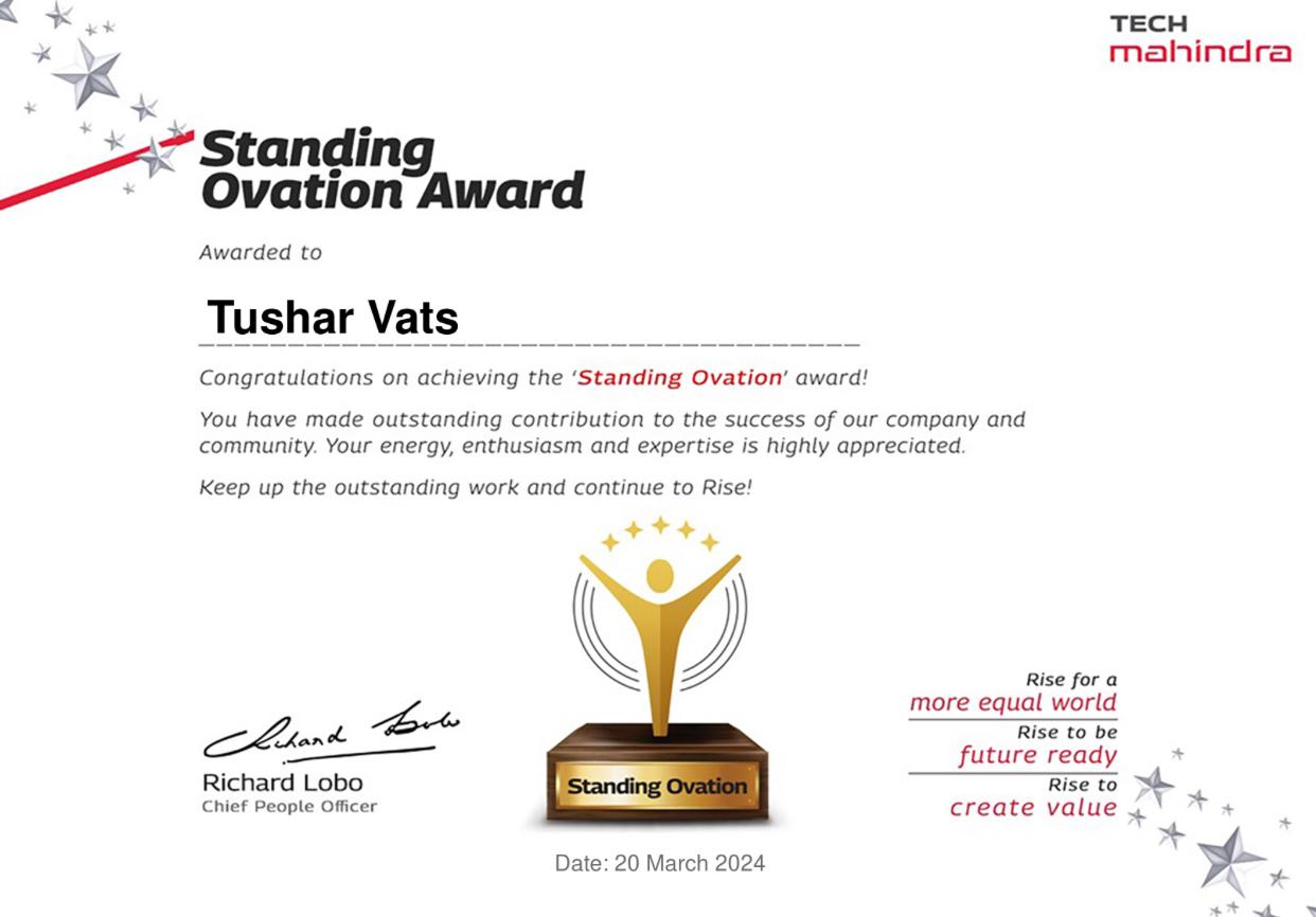 Standing Ovation Award certificate, 20 Mar 2024